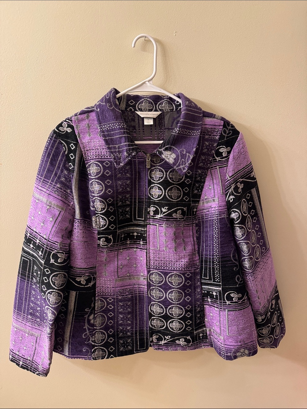 Christopher & Banks Purple and Black Patterned Jacket